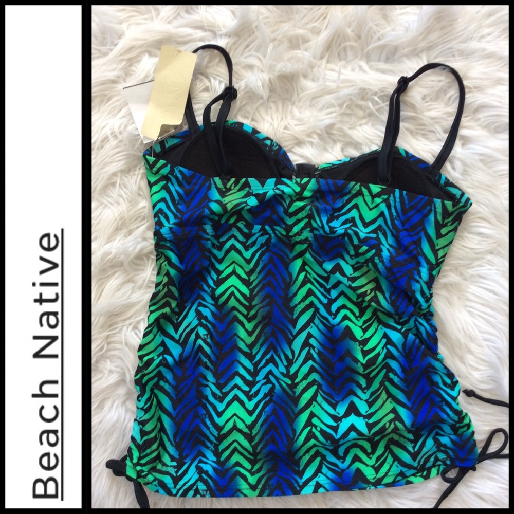 NWT Beach Native Adjustable Ruched Tankini Top - Picture 2 of 6
